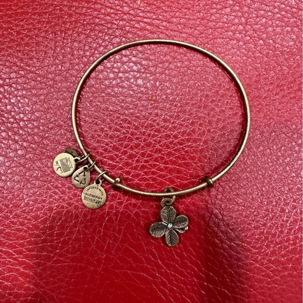 Alex and Ani four leaf clover bracelet in gold